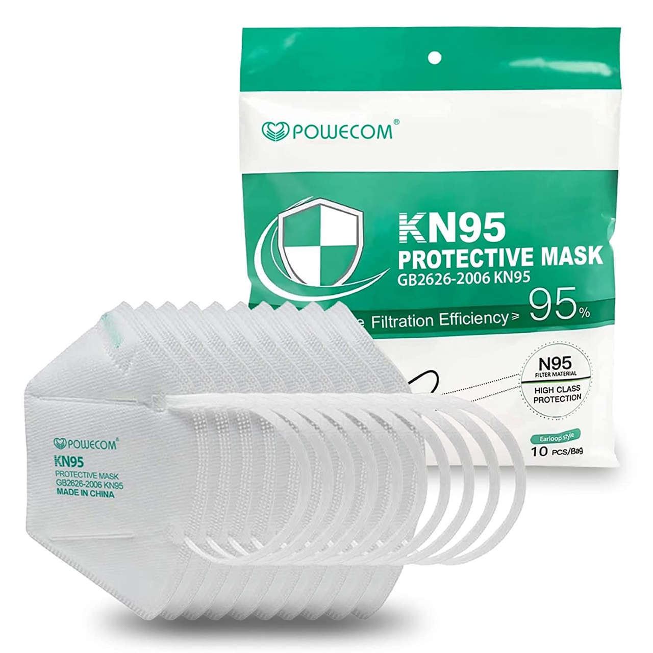 10-Pack Powecom KN95 Respirator Face Masks $5