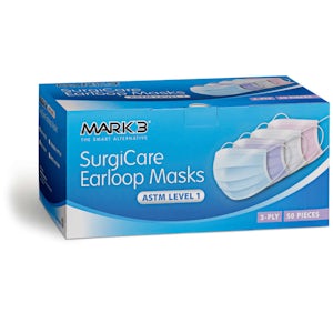 SurgiCare Earloop Face Masks ASTM Level 1 50/bx - MARK3
