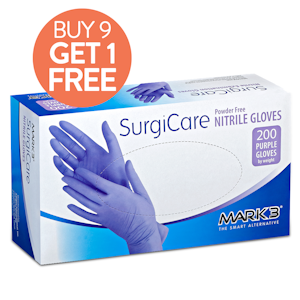 SurgiCare Nitrile Exam Gloves 200/bx Purple - MARK3