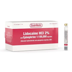 Lidocaine 2% 1:100,00 with Epinephrine 50/bx. - Cook-Waite