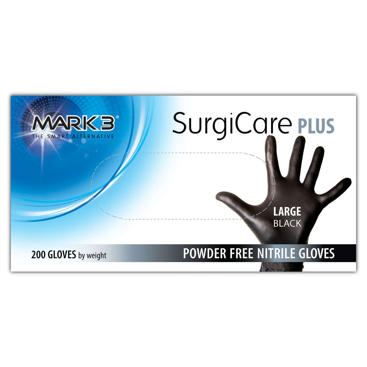 SurgiCare Plus Nitrile Exam Gloves Black 200/bx-  MARK3