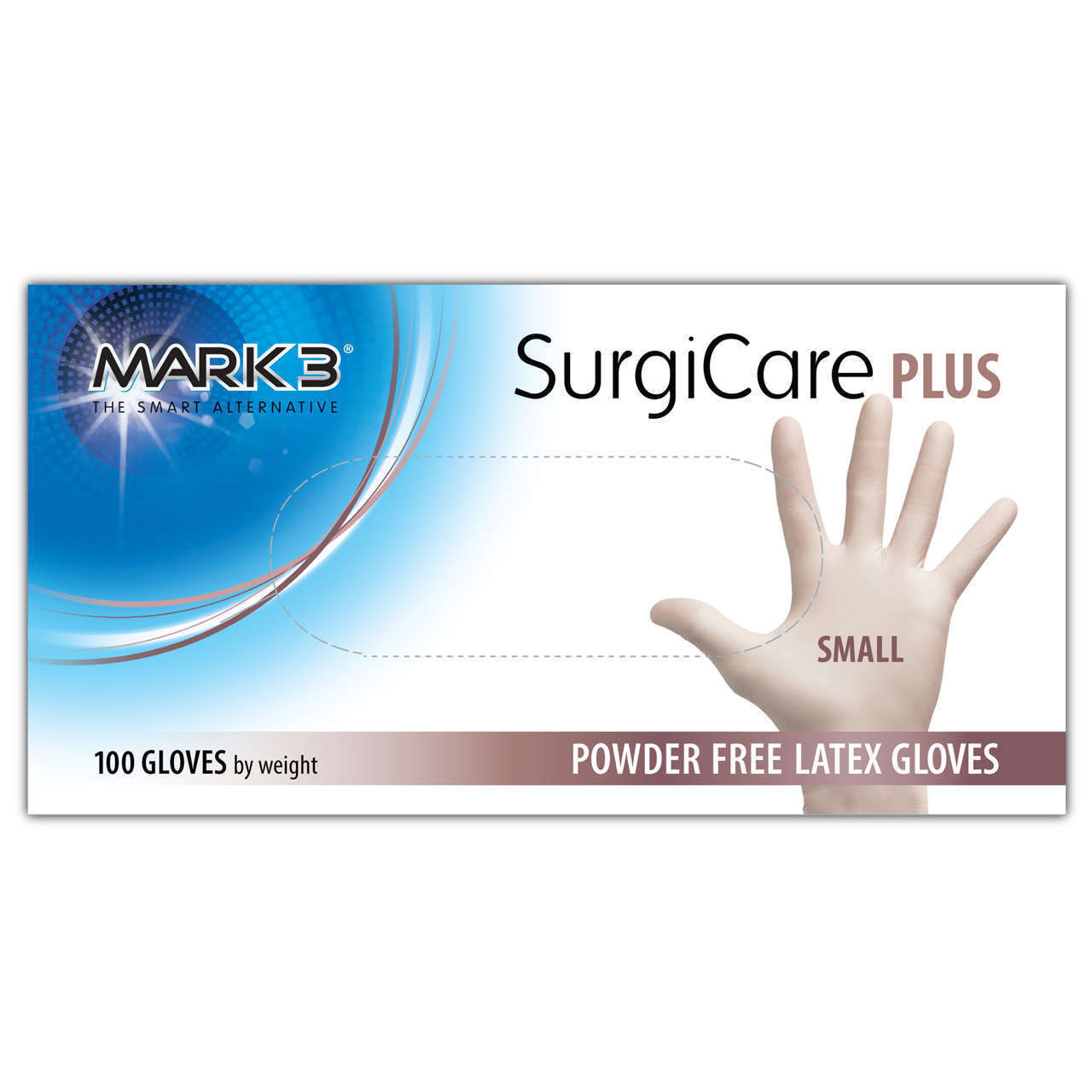 SurgiCare Plus Latex Exam Gloves 100/bx - MARK3