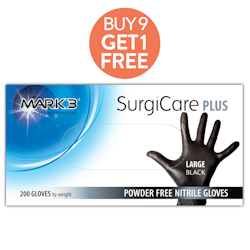 SurgiCare Plus Nitrile Exam Gloves Black 200/bx- MARK3