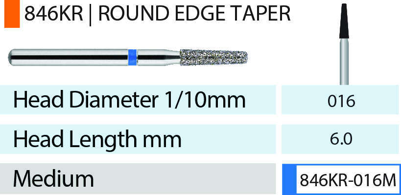 Blue Streak Diamond Burs 5/pk Round Edge Taper - MARK3