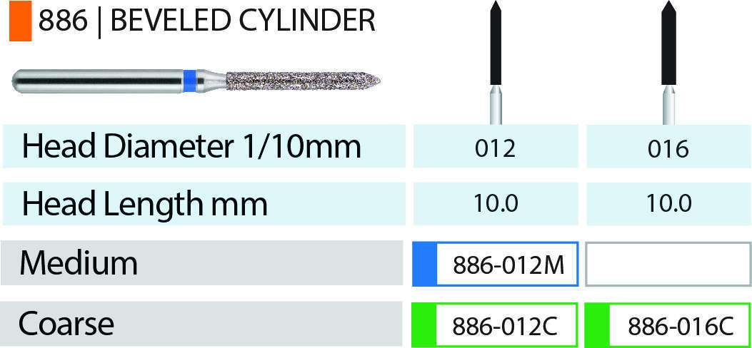 Blue Streak Diamond Burs 5/pk Beveled Cylinder - MARK3