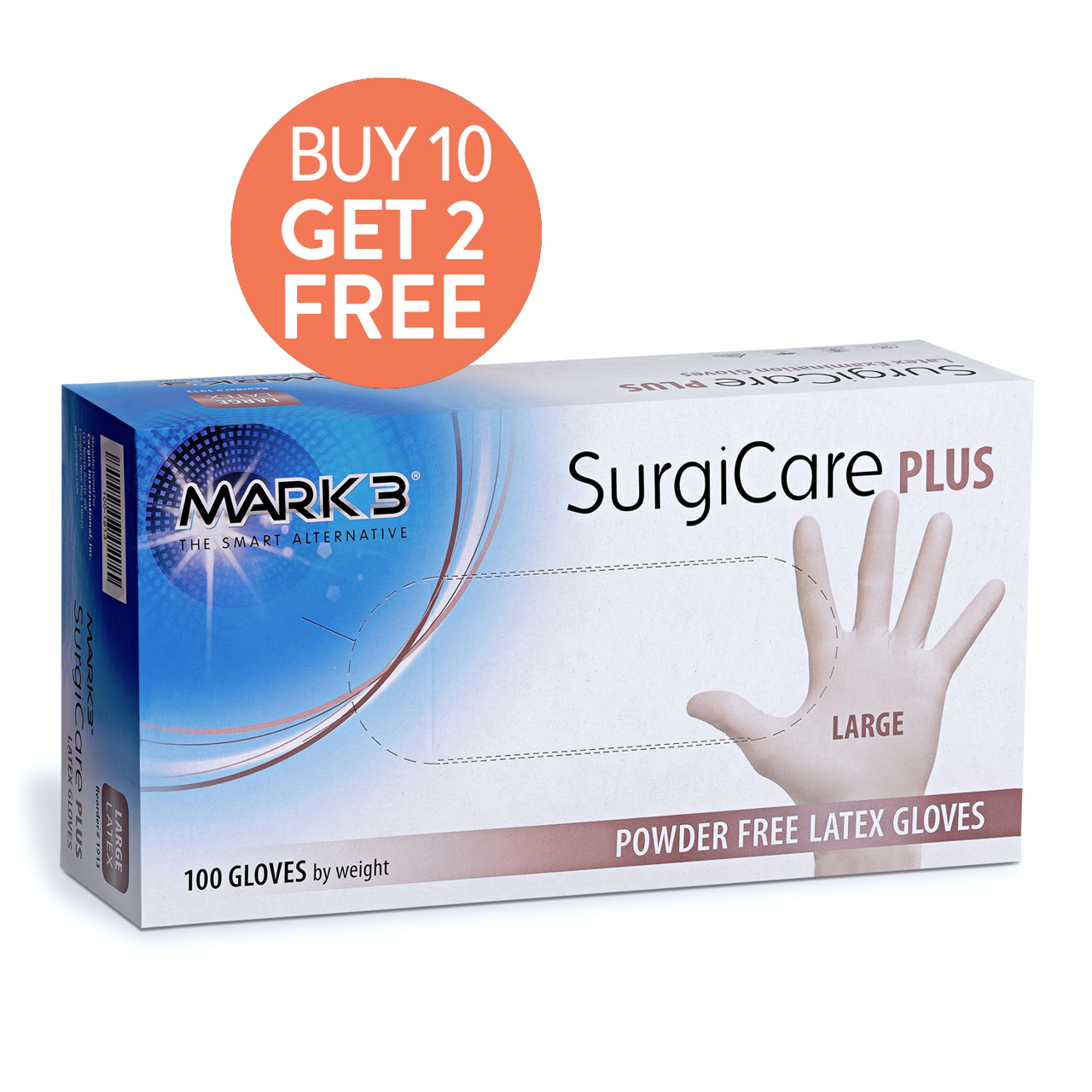 SurgiCare Plus Latex Exam Gloves 100/bx - MARK3