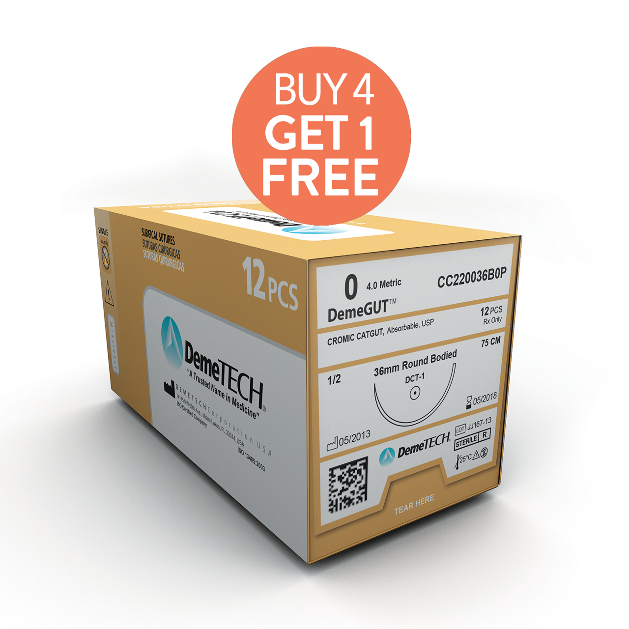 DemeTECH Chromic Catgut Sutures 12/bx