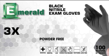 Emerald Nitrile Powder Free Gloves Black 100/bx