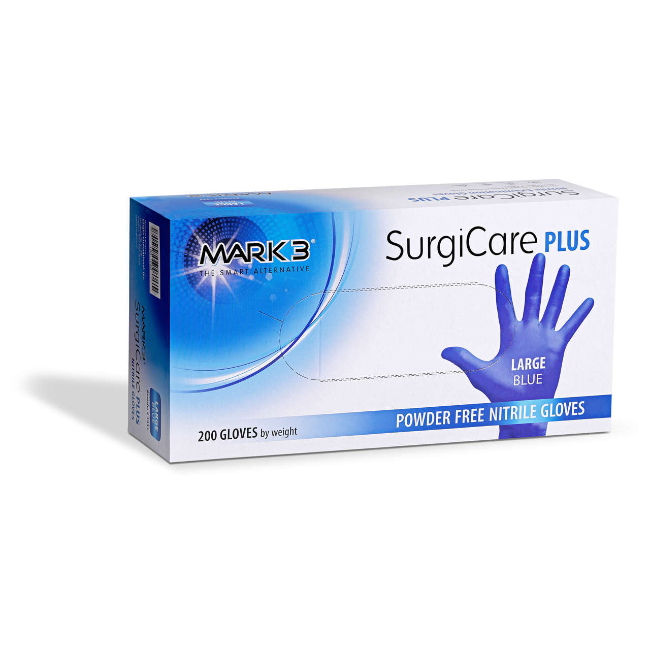 SurgiCare Plus Nitrile Exam Gloves Blue 200/bx-  MARK3